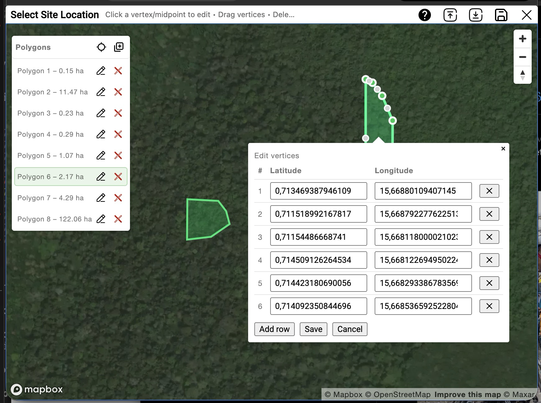 Satellite imagery showing supply chain geolocation mapping